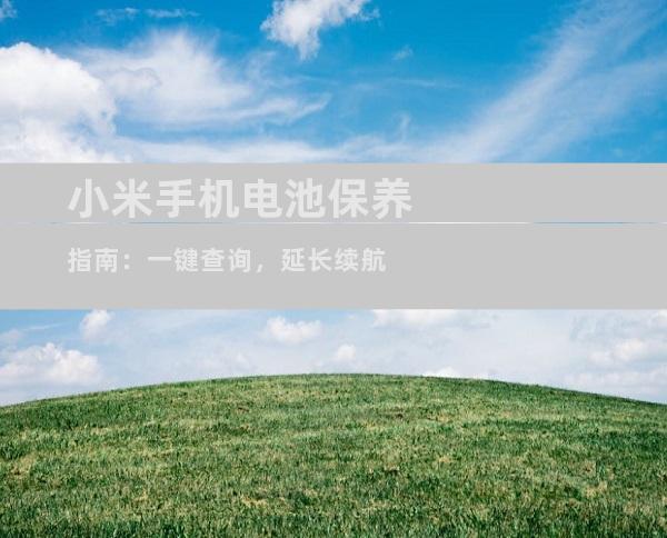 小米手机电池保养指南：一键查询，延长续航